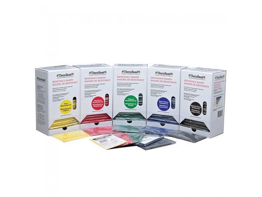 TheraBand dispenserbox med 30 st.  träningsband